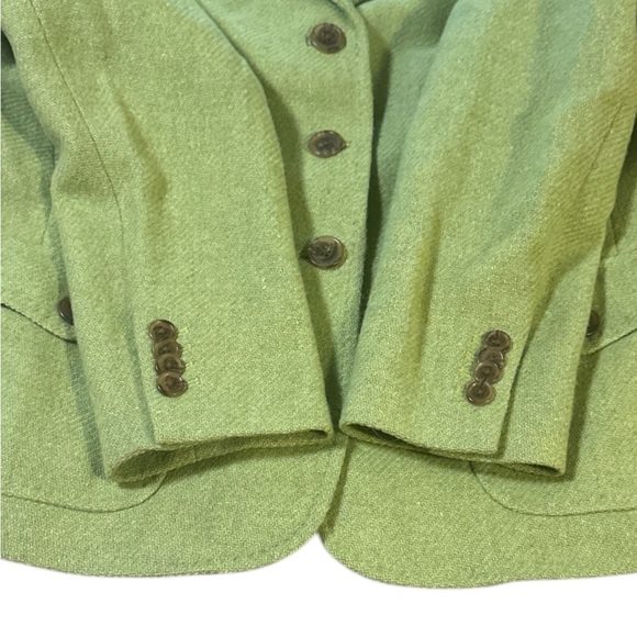 Lands End Wool Blazer Size 8P Green Button Closure Notched Lapel Collar - Picture 5 of 14